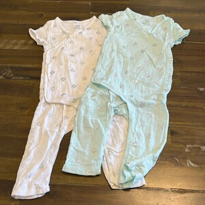 Aden+Anais Bundle Metallic Print Cotton Jumpsuits One Piece Cotton Gauzy 9-12